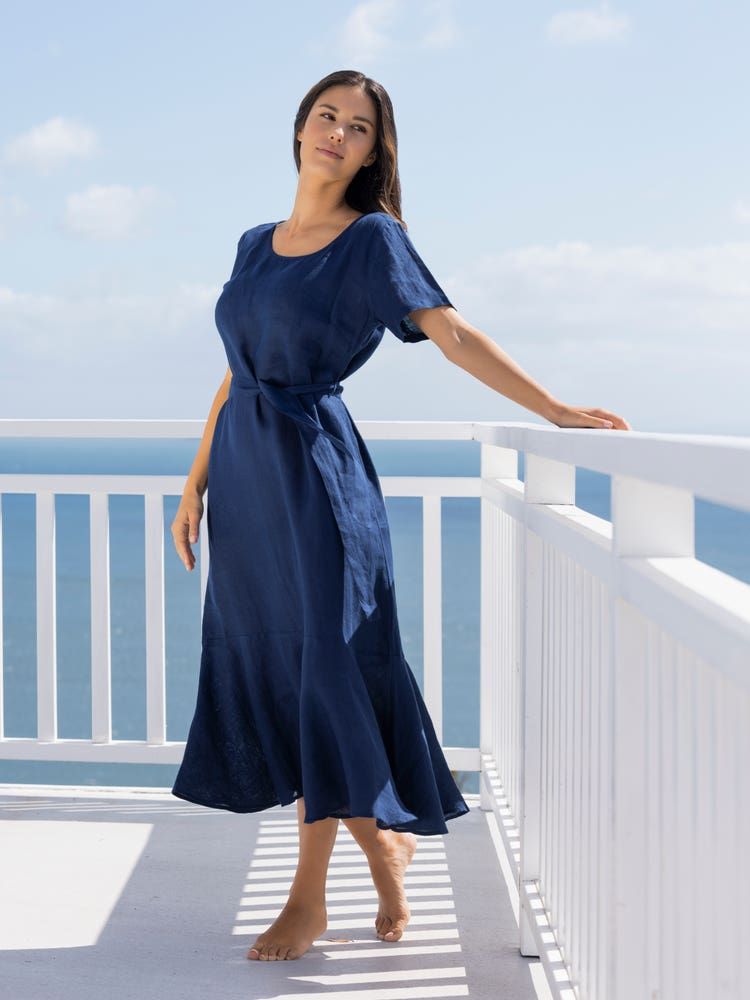 Legant Vintage 100% linasest Midi kleit